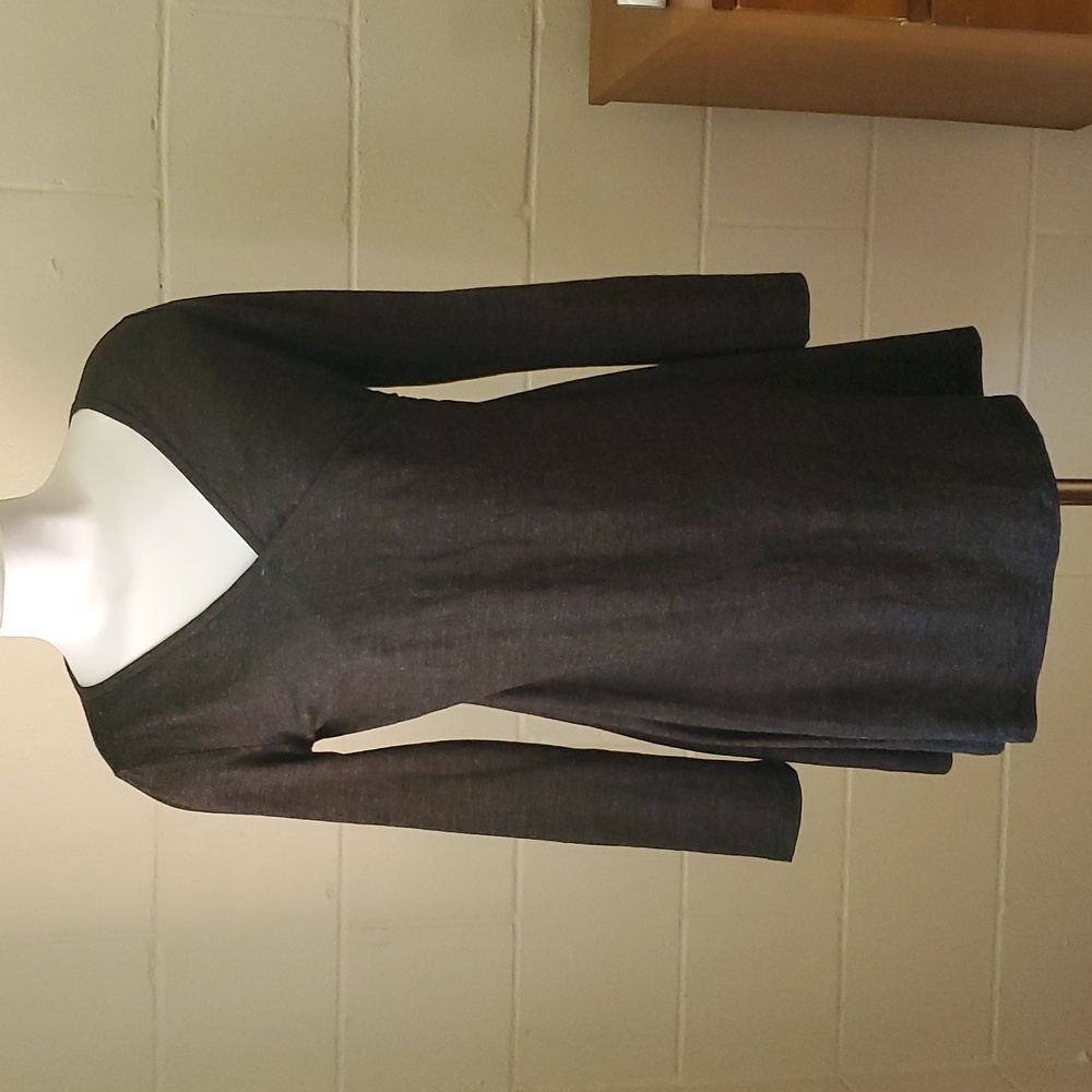 Prana Gray Wool Blend Long Sleeve Wrap Style Dress Size Small